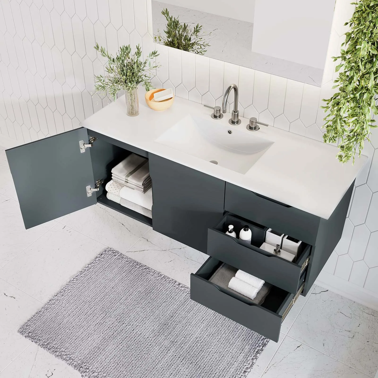 Vitality 48" Single Sink Bathroom Vanity Gray White EEI-5784-GRY-WHI