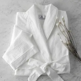 White Seersucker Bathrobe by Matouk