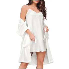 Women's Satin Dress Silk Lace Robes SONRYSE 378